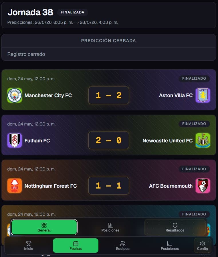 Jornada finalizada — fixture y resultados