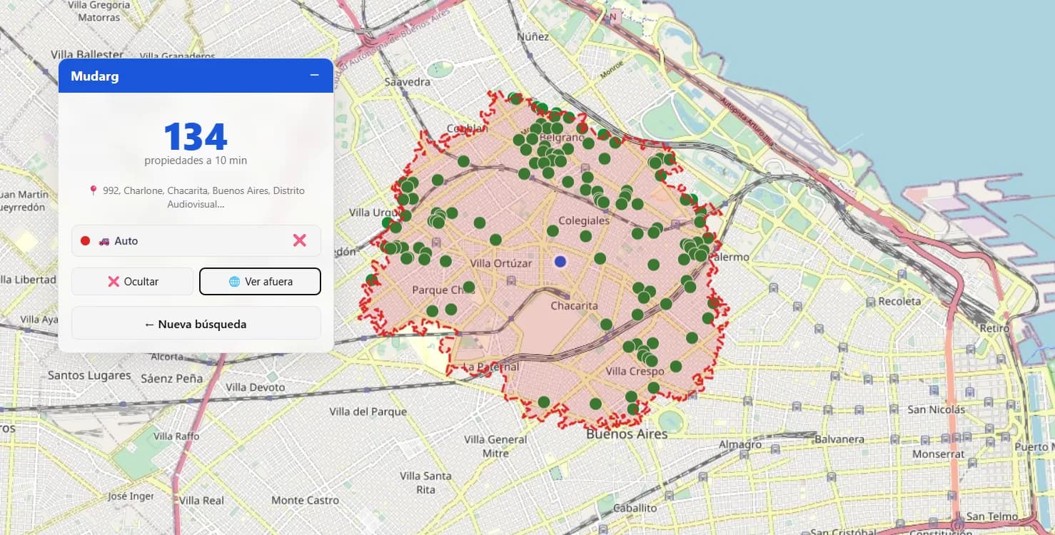 Only the listings inside the zone