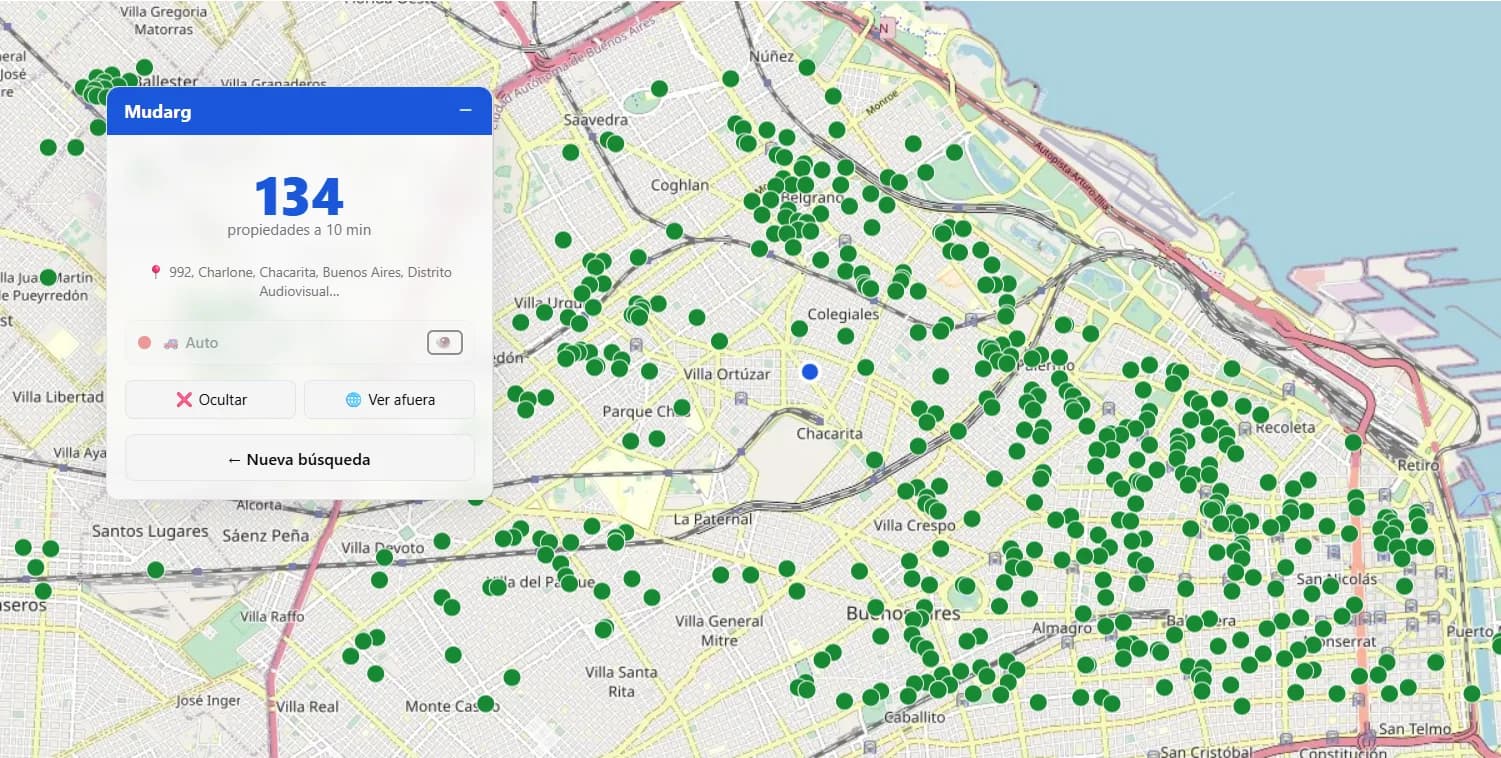 Zone drawn, all listings still visible