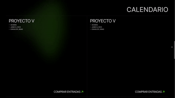 Sección de eventos y tickets