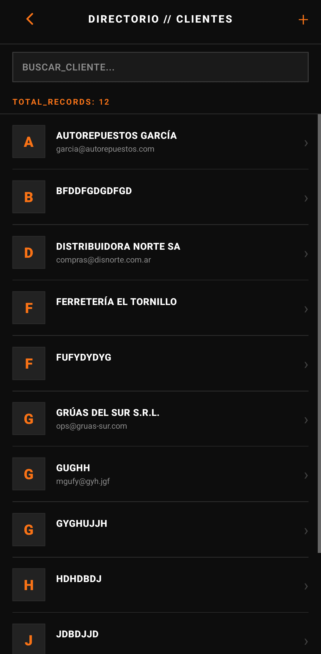 Gestión de clientes — contacto e historial